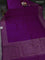 Banarasi poona silk saree purple with plain body and zari woven border