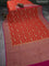 Banarasi georgette saree orange and pink with allover thread & zari pichwai weaves and woven border
