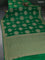 Banarasi crepe saree green and red with allover thread & zari weaves and woven border