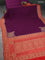 Banarasi crepe saree purple and red with woven buttas and woven border
