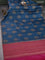 Banarasi tussar silk saree peacock plue and pink with thread & zari woven buttas and woven border