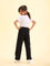 Girls Solid Black Side Stripe Track Pants