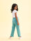 Girls Light Mint Side Stripe Mid Rise Track Pants