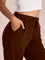 Dark Brown Cotton Stretch Casual Joggers