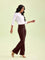 Dark Wine Cotton Stretch Flared Pant
