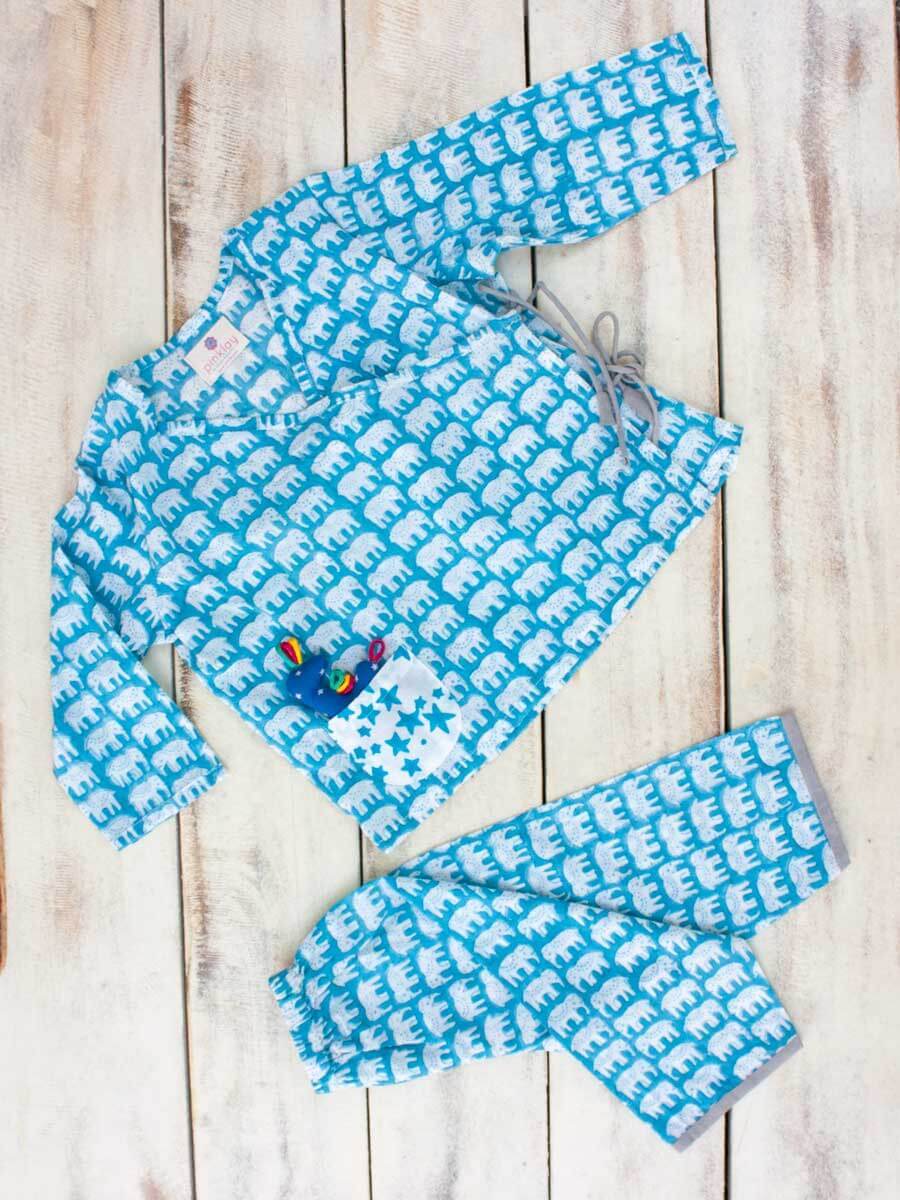 Haathi's March Organic Cotton Block Printed Angrakha Set