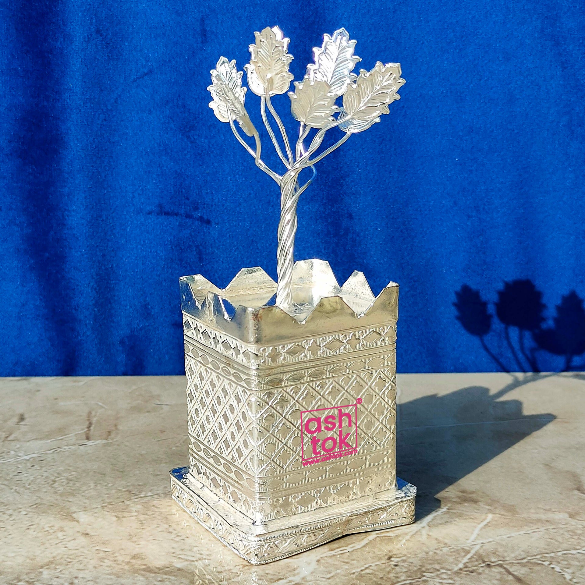 German Silver Tree, Tulsi Tree, Decorative Tree, (Height :- 4 Inches, Dia :-1.5 Inches)