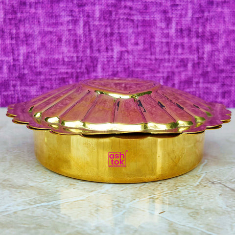 Traditional Handcrafted Brass Haldi Kumkum box, Multipurpose Sindoor Box