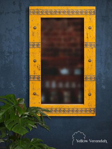 Bikaneri Distressed Mirror - Yellow