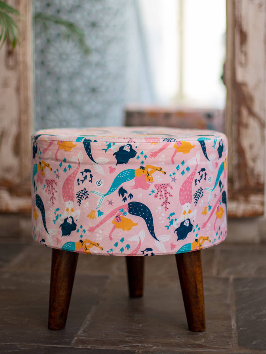 Mermaid Love Solid Wood Ottoman