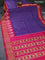 Pochampally silk saree blue and pink with allover ikat weaves and long ikat woven zari border