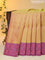 Pure kanjivaram tissue silk saree yellow and magenta pink with allover zari woven brocade weaves and long silver zari woven border