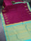 Pure kanjivaram silk saree dark pink and teal blue with zari woven buttas and zari woven border