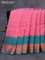 Pure kanjivaram silk saree light pink and teal green with zari woven buttas and thread & copper zari woven border