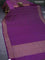 Banarasi raw silk saree dark purple with allover zari stripe pattern and woven border