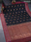 Banarasi handloom dupion silk saree black and dual shade of red with thread & zari woven buttas and floral design woven border