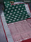 Venkatagiri silk saree dark green and maroon with silver zari woven buttas and silver zari woven border