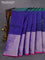 Pure uppada silk saree dual shade of blue and pink with silver zari woven buttas and long silver zari woven border