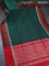 Pure uppada silk saree green and red with silver zari woven floral buttas and silver zari woven simple border