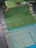 Pure kanjivaram silk saree dual shade of green and magenta pink with zari woven 1000 buttas and zari woven border