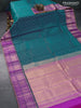 Pure kanjivaram silk saree dual shade of bluish green and purple with zari woven 1000 buttas and zari woven border
