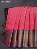 Pure kanjivaram silk saree candy pink and peacock blue with zari woven 1000 buttas and long zari woven border