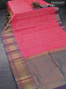 Pure kanjivaram silk saree candy pink and peacock blue with zari woven 1000 buttas and long zari woven border