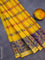 Bengal cotton saree yellow and blue with allover thread weaves and thread woven border without blouse