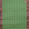 Bengal cotton saree green shade and blue with thread woven buttas and thread woven border without blouse