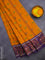 Bengal cotton saree mustard yellow and blue with thread woven buttas and copper zari woven border without blouse