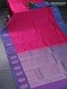 Pure kanjivaram silk saree pink and dual shade of bluish pink with allover zari weaves and paisley zari woven butta border