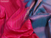 Pure kanjivaram silk saree pink and dual shade of bluish pink with allover zari weaves and paisley zari woven butta border