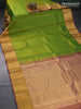 Pure kanjivaram silk saree dual shade of light green and dual shade of purple with allover self emboss & zari buttas and zari woven border