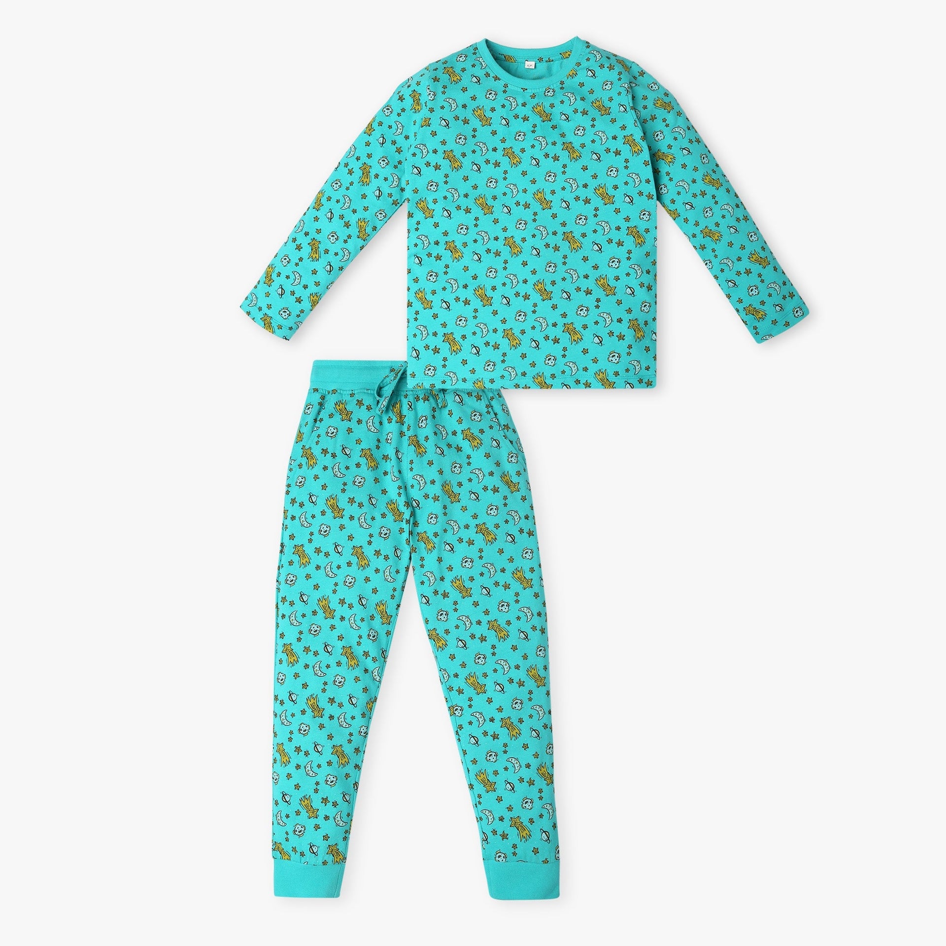 Boy's Knitted Printed T-Shirt With Pyjama Sleepwear Set
