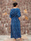 Jheel Indigo Printed Modal Kaftan Maxi Dress