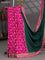 Banarasi crepe partly saree green and pink with woven buttas and woven border