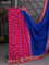 Banarasi crepe partly saree blue and pink with woven buttas and woven border