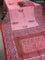 Bishnupuri silk saree peach pink and red with butta prints and printed border
