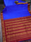 10 yards silk saree blue and maroon with plain body and temple design zari woven border