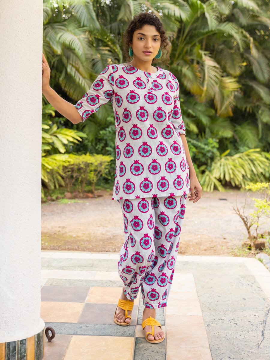 Kanmani Block Printed Cotton Co-ord Set of 2