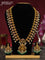 Antique guttapusalu haram lakhmi design with kemp & cz stones and pearl & green beads hangings