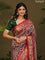 Brown & Pink Pochampally Silk saree with Border Embroidery & pichwai pallu