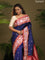 Blue & Pink Kanchipuram Silk saree Parsi Work Embroidery border