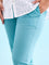 Women Solid Light Mint Mid Rise Cotton Pants