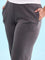 Women Solid Silver Grey Mid Rise Casual Rib Pants