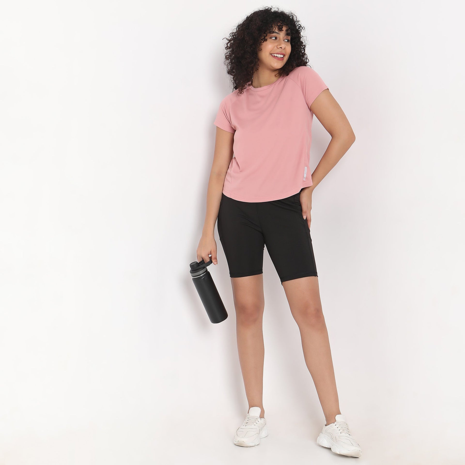 Air Dry Slim Fit Solid High Rise Shorts