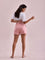 Women Solid Baby Pink Mid Rise Casual Shorts