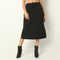 Calf Length Solid Betty Skirt with Side Slit and Patch Pockets