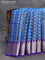 Venkatagiri silk saree peacock blue and blue with allover silver zari checks & buttas and rich temple design annam silver zari woven border