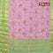 Banarasi kota saree light pink and light green with floral digital prints and rettapet zari woven border